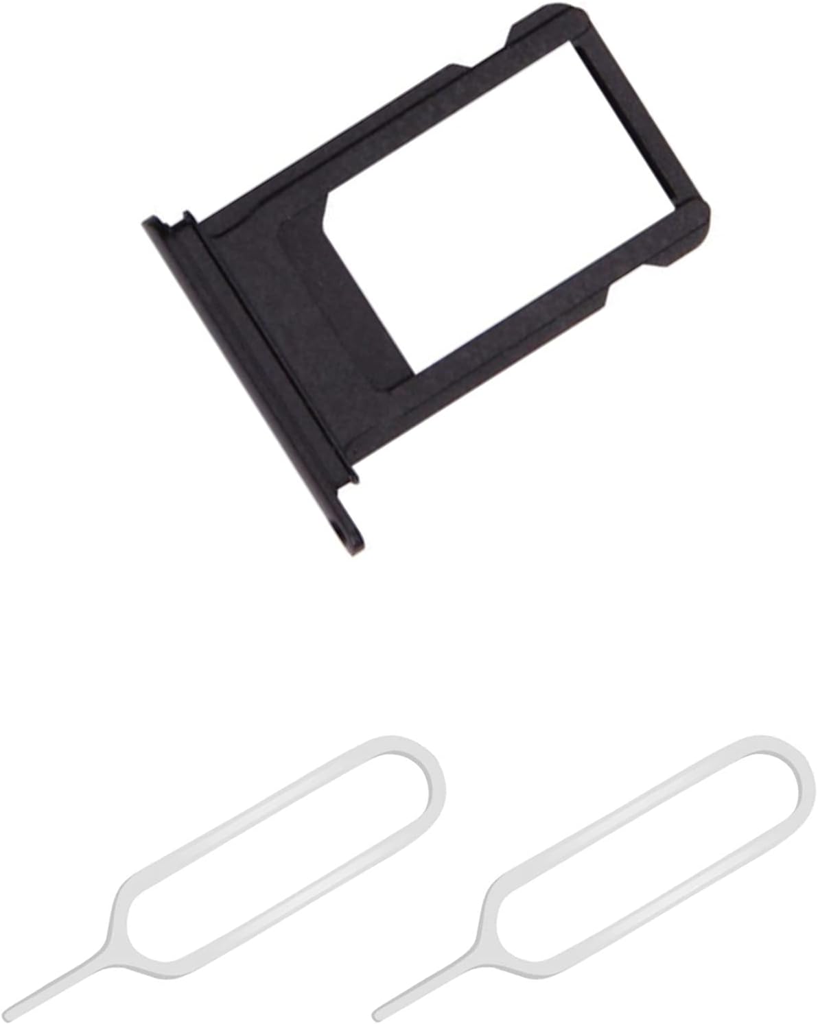 THE TECH DOCTORReplacement Single Sim Tray Card Slot for iPhone 7 with 2x Sim Pin Open Ejector Tool (iPhone 7, Black)