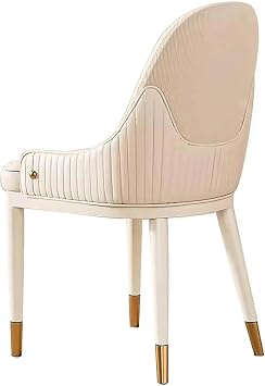 Dining Chair Set of 2 Ergonomic High Back Dining Chairs Upholstered Leather Kitchen With Metal Legs Stylish and Comfortable Seating for ModernBianco