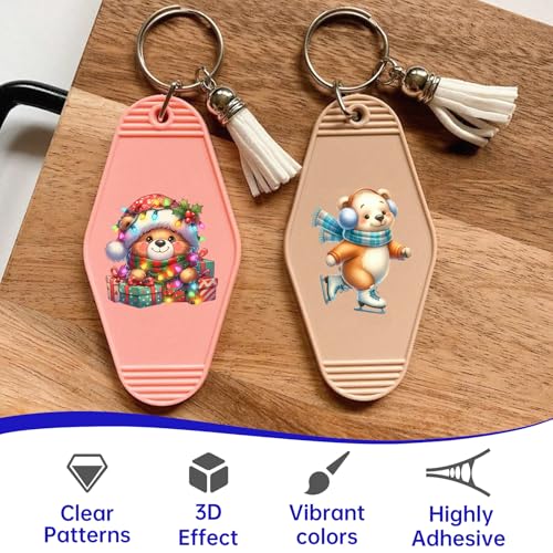 Image of 48 Pcs UV DTF Stickers Christmas Bear Sticker for Keychain