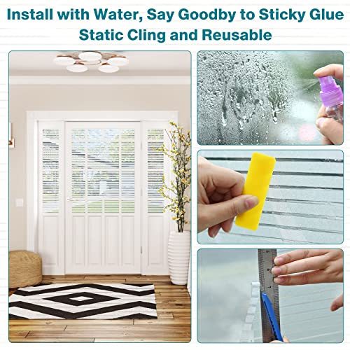 Dovesail Frosted Glass Window Film, Window Privacy Film With 3 Pieces Tools, Removable Static Cling Window Sticker Non-Adhesive Privacy Protection For Home Office, Stripe Pattern,17.5 X 78.7 Inch #TOP3