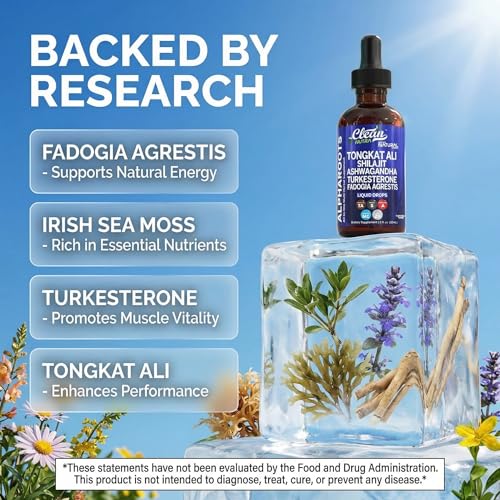 Image of Tongkat Ali Liquid Drops Shilajit, Ashwagandha, Turkesterone, Fadogia Agrestis, Magnesium, Irish Sea Moss, and Zinc Herbal Supplement by Clean Nutra