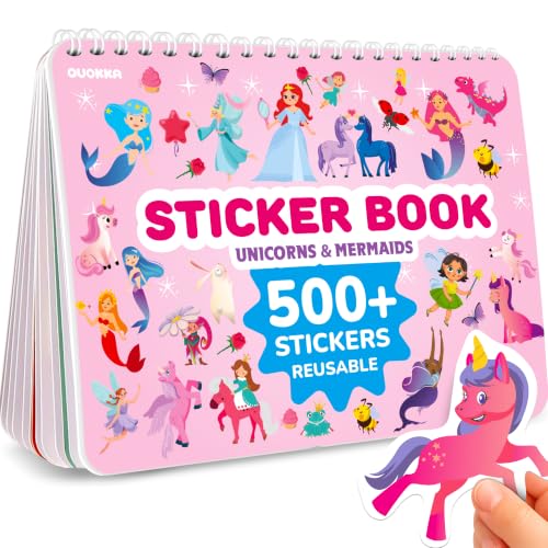 QUOKKA Sticker Book for Kids Ages 3-5 Fairy Tale Toddler Activity Book Draw and Stick Creative Workbook with 500+ Stickers Create Your Own Magical Scenes for Travel Quiet Time Play