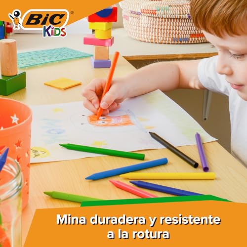 Miniatura 2 de BIC Kids Ceras de Colores para Niños, Óptimo para material escolar,Plastidecor, Colores Vivos Surtidos, Ideal para colorear, 24 Ceras (Paquete de 2)