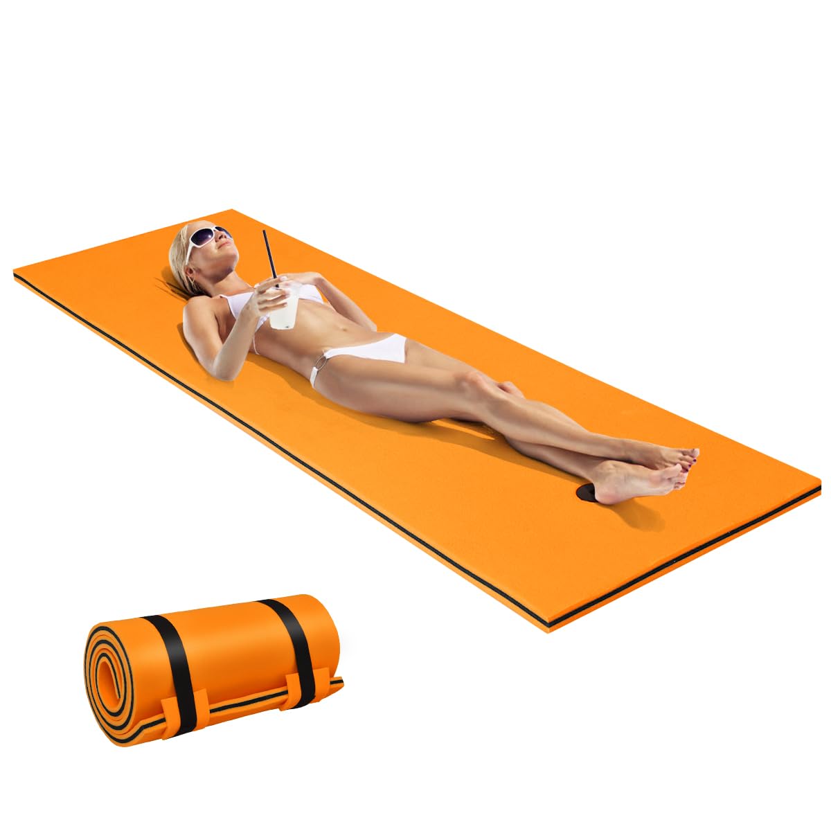 HOMASIS Tapis Flottant en Mousse XPE pour 1/4/6 Personnes, Matelas Flottant Piscine Enroulable, Hamac Adulte pour Bain de Soleil, Activités Nautiques,Mer, Lac, Charge 60/100/400 kg