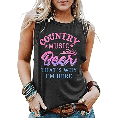 Country Music Tank Tops Women Letter Print Country Music Festival Tank Tops Funny Summer Sleeveless Vacation Tank(Grey3,XL) Cover