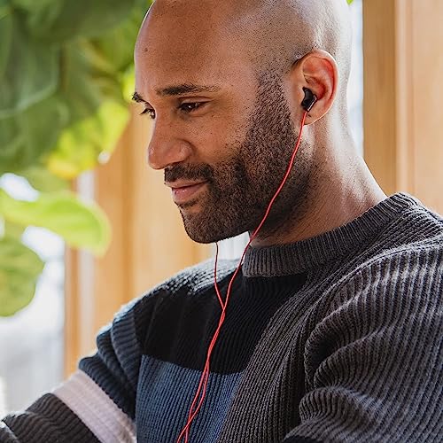 Image of Panasonic Ergofit in-Ear Earbud Headphones Matte Black /Red (RP-HJE120-KB)
