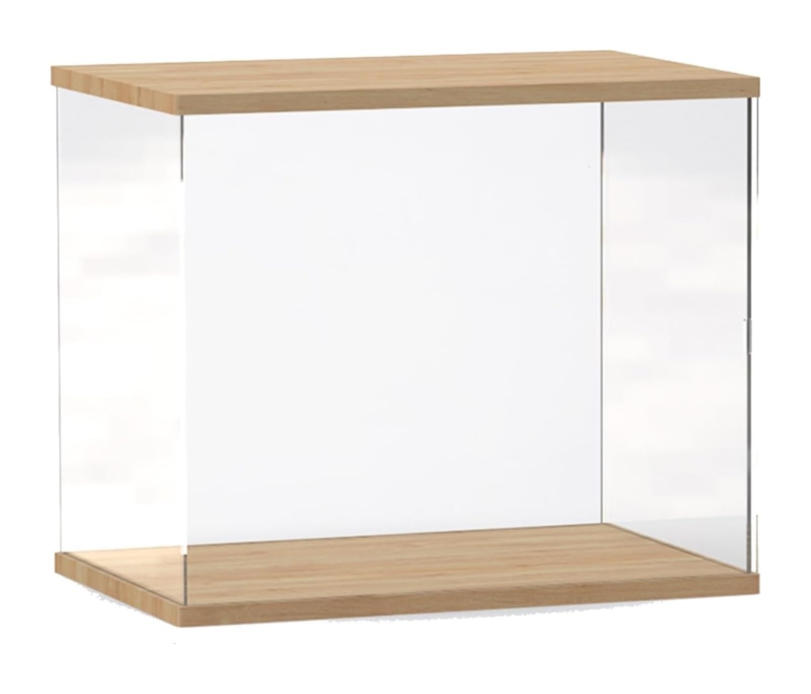 Clear Acrylic Organizer Box, Clear Acrylic Cube Display Box Wooden Base Multiple Sizes For Collectibles(36x21x32CM)