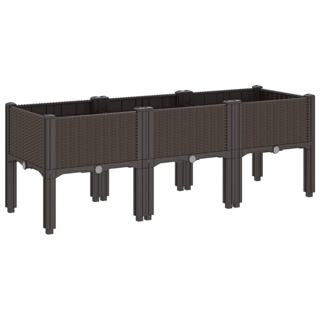 vidaXL Jardinière avec Pieds, Lit Surélevé, Bac à Fleurs, Pot de Plantes Jardin Patio Terrasse Arrière-Cour Extérieur, Marron 120x40x42 cm PP