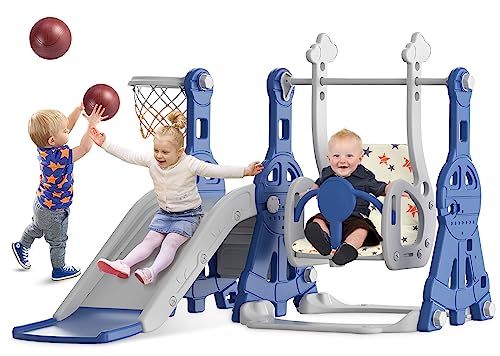 BIERUM 4 in 1 Toddler Slide and Swing Set