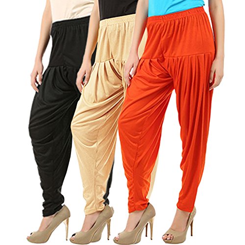 Image of Buy That Trendz Patiala Pants for Women 3 Combo Womens Viscose Relaxed Pants Pack of 3