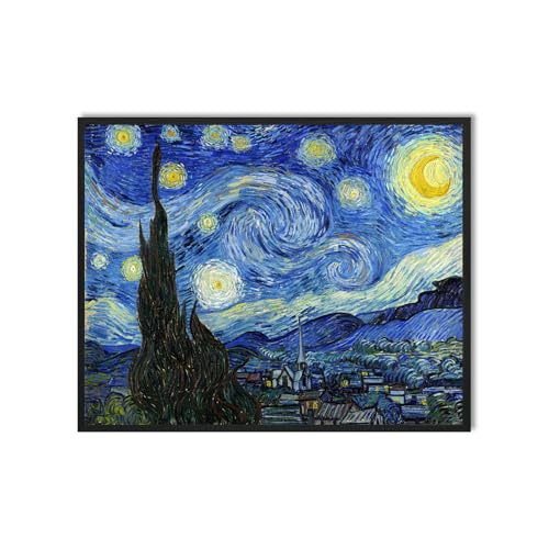 Van Gogh - Lienzo decorativo para pared: pintura de noche estrellada, famosas impresiones artísticas, pósteres, enmarcados en negro, obras de arte modernas, pinturas de paisaje, decoración de pared