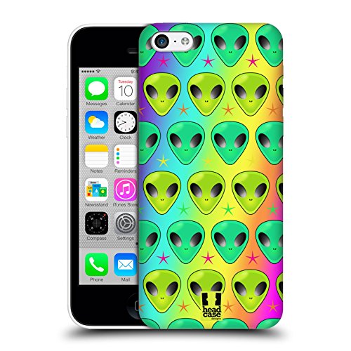 Image of Head Case Designs Rainbow Pattern Alien Emoji Hard Back Case Compatible With Apple iPhone 5c