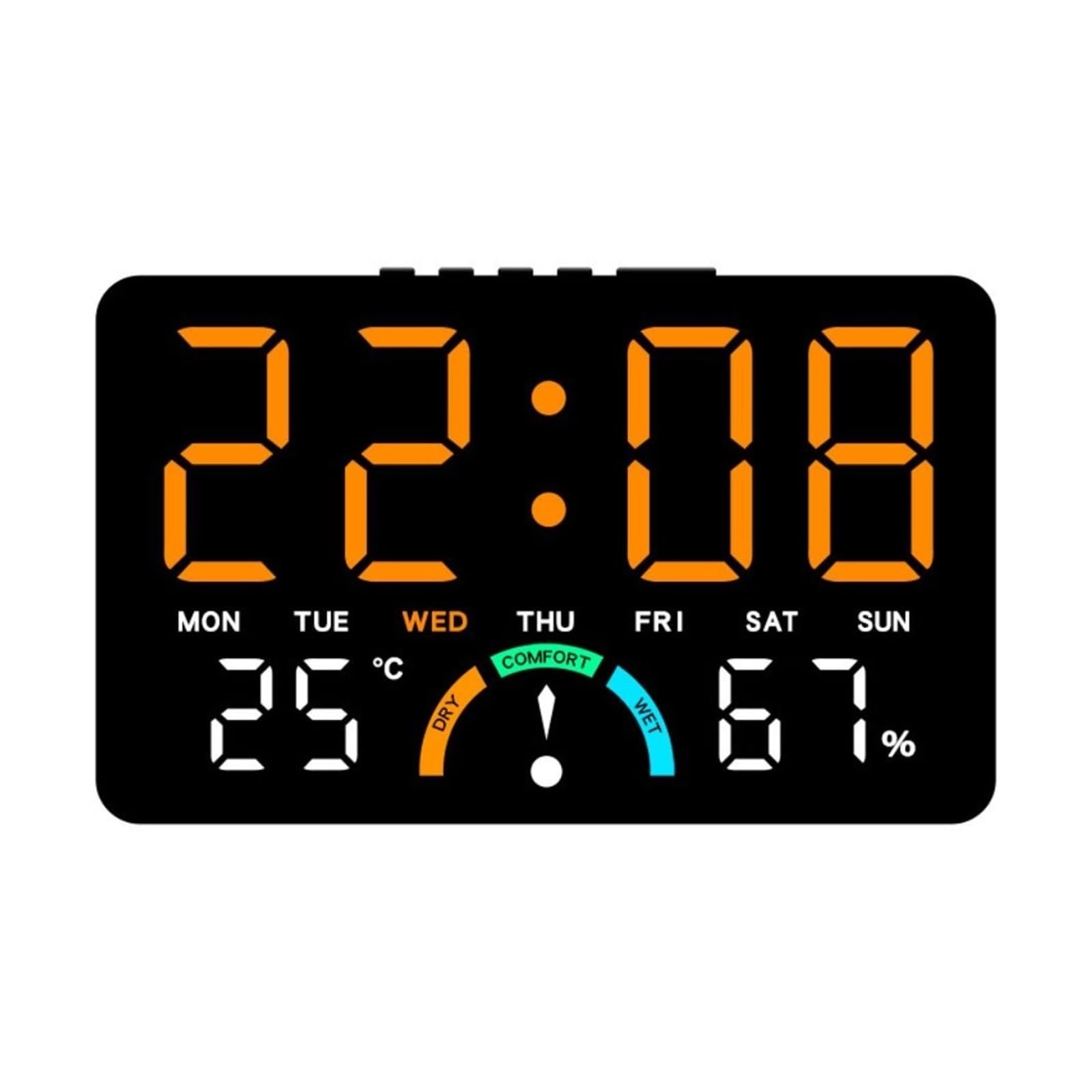 Naścienny Elektroniczny Zegar Ścienny Temperatura Data Cyfrowe Zegary LED Sterowanie Głosowe Wyświetlacz Domowy Stołowy Do Sypialni Precyzyjny I Czytelny(Black-Blue)