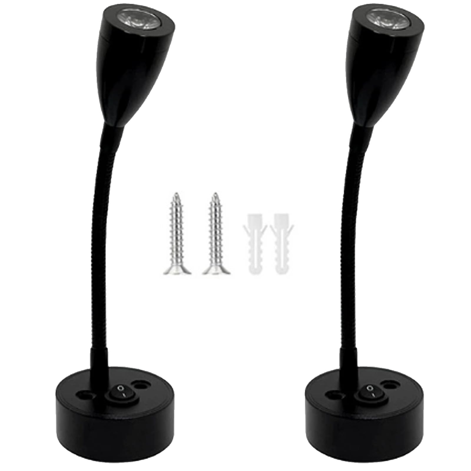 12V Short Gooseneck Light with Switch - Boat Reading Lamp Adjustable Warm Yellow Spotlight with Dimmable Button Switch Designed for RV, Caravans, Boats, Motor Homes Inside as Bedside Light 2Pcs