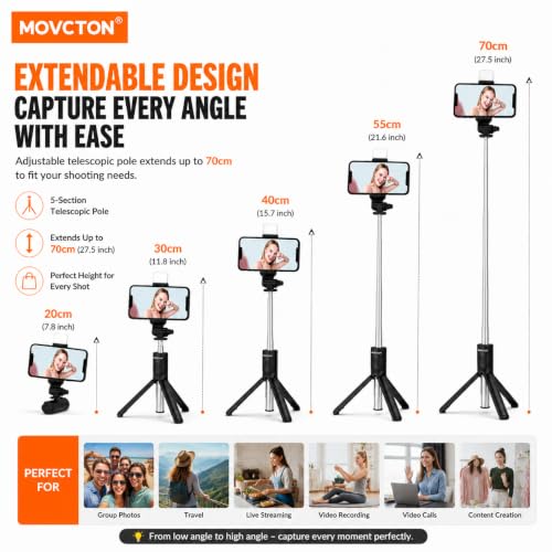 Image of Premium Selfie Stick Tripod with Bluetooth Remote & Fill Light, Extendable Mobile Phone Tripod Stand, 360 Rotating Holder, Foldable Selfie Stick for Smartphone, Vlogging, Reels & Travel