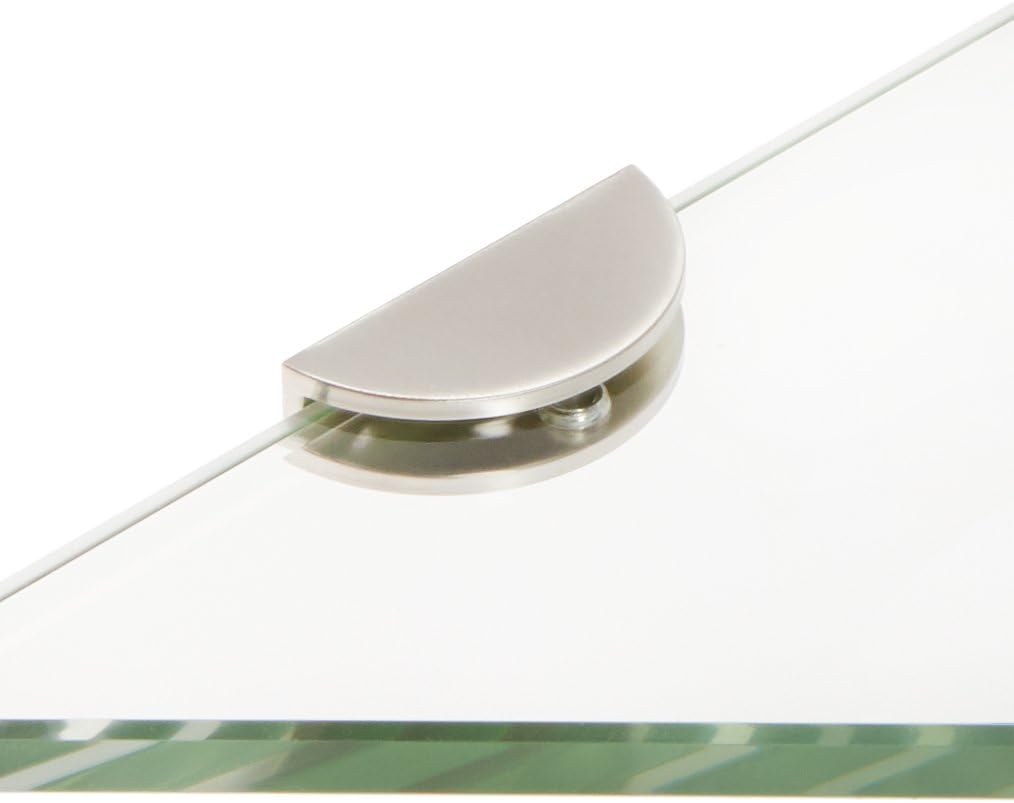 Spancraft Glass HRC6TR-BR Triangle Glass Shower Shelf with Half Round Clamp, Brushed Nickel Bracket, 6"