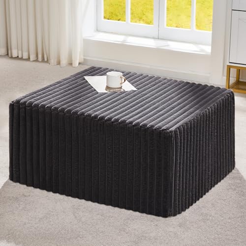 Hobestluk Rectangle Ottoman Memory Foam Footrest for Couch with Removable Cover Large Floor Seating...