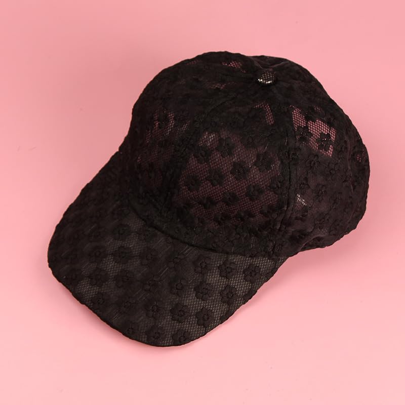 Set 2 gorras de béisbol para mujer con encaje floral miniatura 6