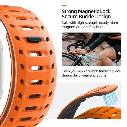 Image of X-it Magnetic Watch Band for Apple Watch Ultra 49mm, 46mm /45mm /44mm, Silicone Sport Strap with Strong Magnet for Men and Women, Compatible with Apple Watch Series 11 /10 /9 /8 /7 /6 /5 /4 /3 /2 /1 and SE