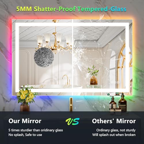 Image of 40x24 Inch RGB LED Bathroom Mirror