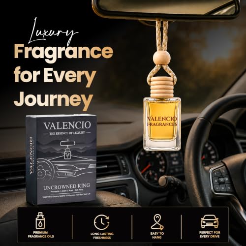 Image of Valencio Luxury Car Perfume Uncrowned King - Musk & Oak Moss Hanging Diffuser | Luxury Body Perfume Inspired Fragrance | Natural Essential Oils | Up to 45 Days
