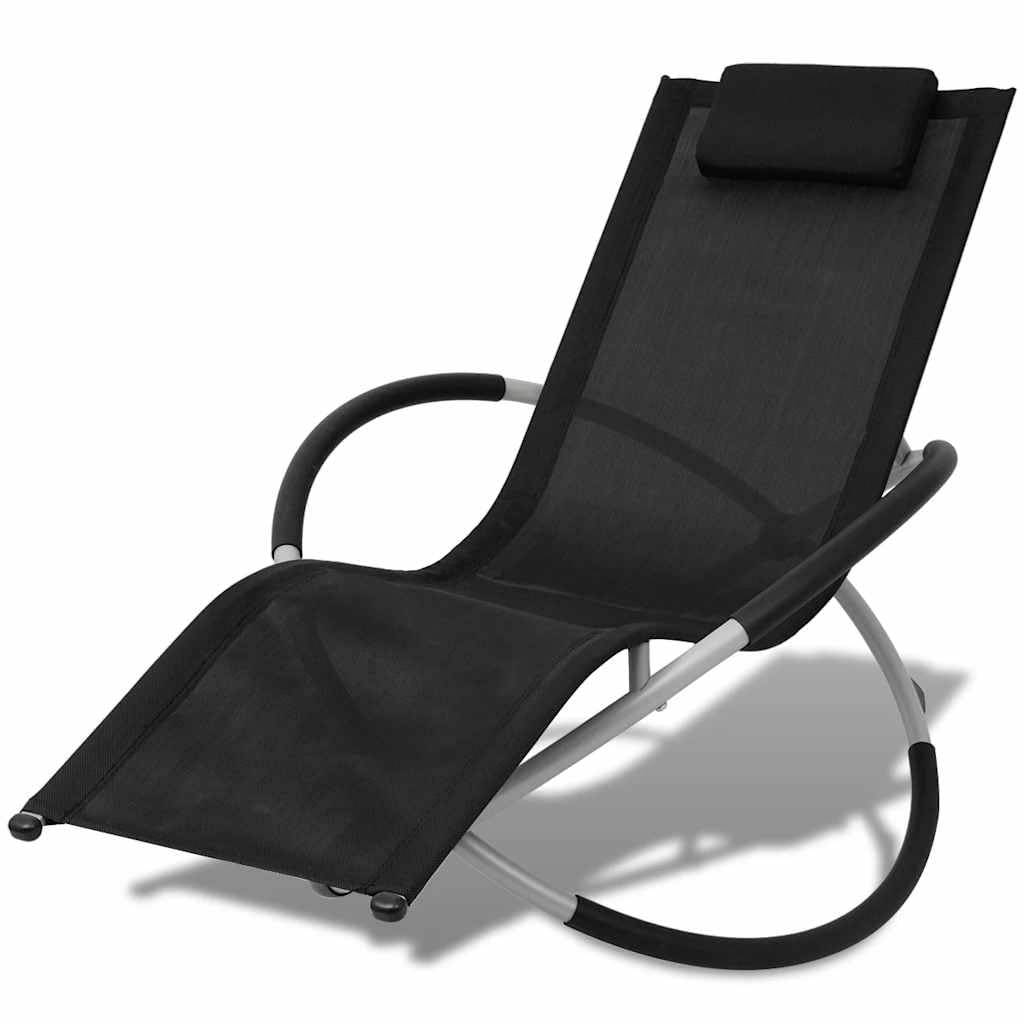 Leżak ogrodowy z ocynkowanej stali z tekstylenową tkaniną, składany i regulowany, ergonomicznie wyściełany, odporny na warunki atmosferyczne, na balkon, taras, do użytku na zewnątrz, w