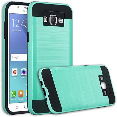 Galaxy J7 Case, Samsung Galaxy J7 [Shock Absorption/Impact Resistant] Hybrid Dual Layer Armor Defender Protective Case Cover for Galaxy J7 (Boost Mobile,Virgin,MetroPcs,T-Mobile), (Brush Teal)