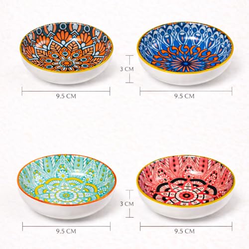 Image of MARKET 99 Ceramic Chutney Bowl Set of 4 (90ml Each) | Multi Color Dip Bowls for Sauces, Pickles & Condiments | Mini Serving Bowls Set with Glossy Finish for Dining Table & Snacks