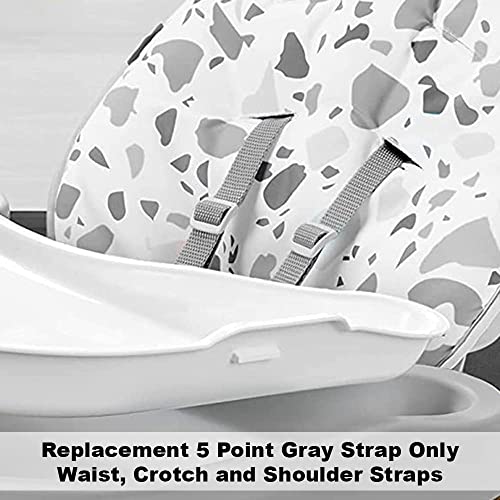 Image of Replacement Part for Fisher-Price SpaceSaver High Chair - HGX43 + Many More Models ~ Replacement 5 Point Gray Strap ~ Waist, Crotch and Shoulder Straps