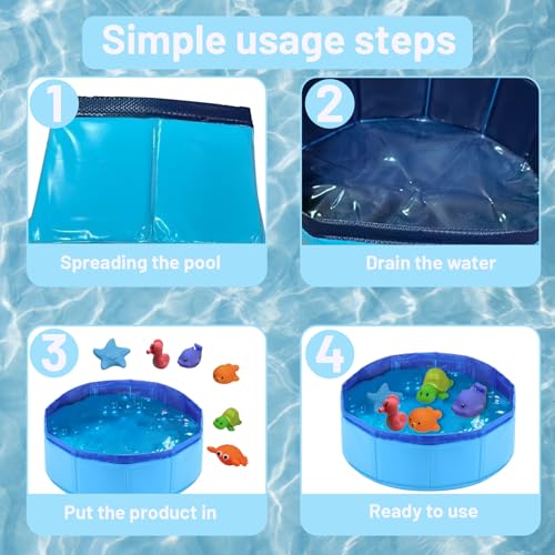 LandReCol Katzenpool, Mit Fisch Wasser Spielzeug Faltbarer Pool 50x10cm Katzen Pool, Interaktives Wasserspielzeug, Tragbares Katzen Hundepool für Katzen und Hunde zum Spielen Baden Verwendet