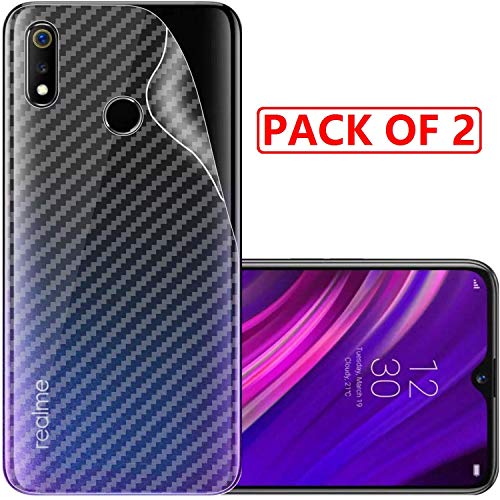 Image of Compatible with (Pack of 2) Oppo Realme 3 Back Screen Protective Film Carbon Fiber Skin Transparent Screen Guard Sticker
