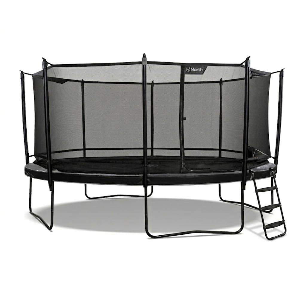 North Trampoline Legend Trampolin Outdoor mit Sicherheitsnetz & Leiter – Premium Gartentrampolin Outdoor, Verstellbare Sprungkraft – Stabiler Stahlrahmen – Werkzeuglose Montage – Für Kinder & Familie