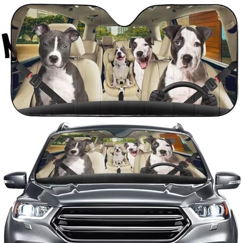 Dog Foldable Front Windshield Sun Shade Car Front Window Sun Visor Personalized Dog Design Automotive Interior,Prevent UV and Sunlight,Block Heat,57x27.5 Inches