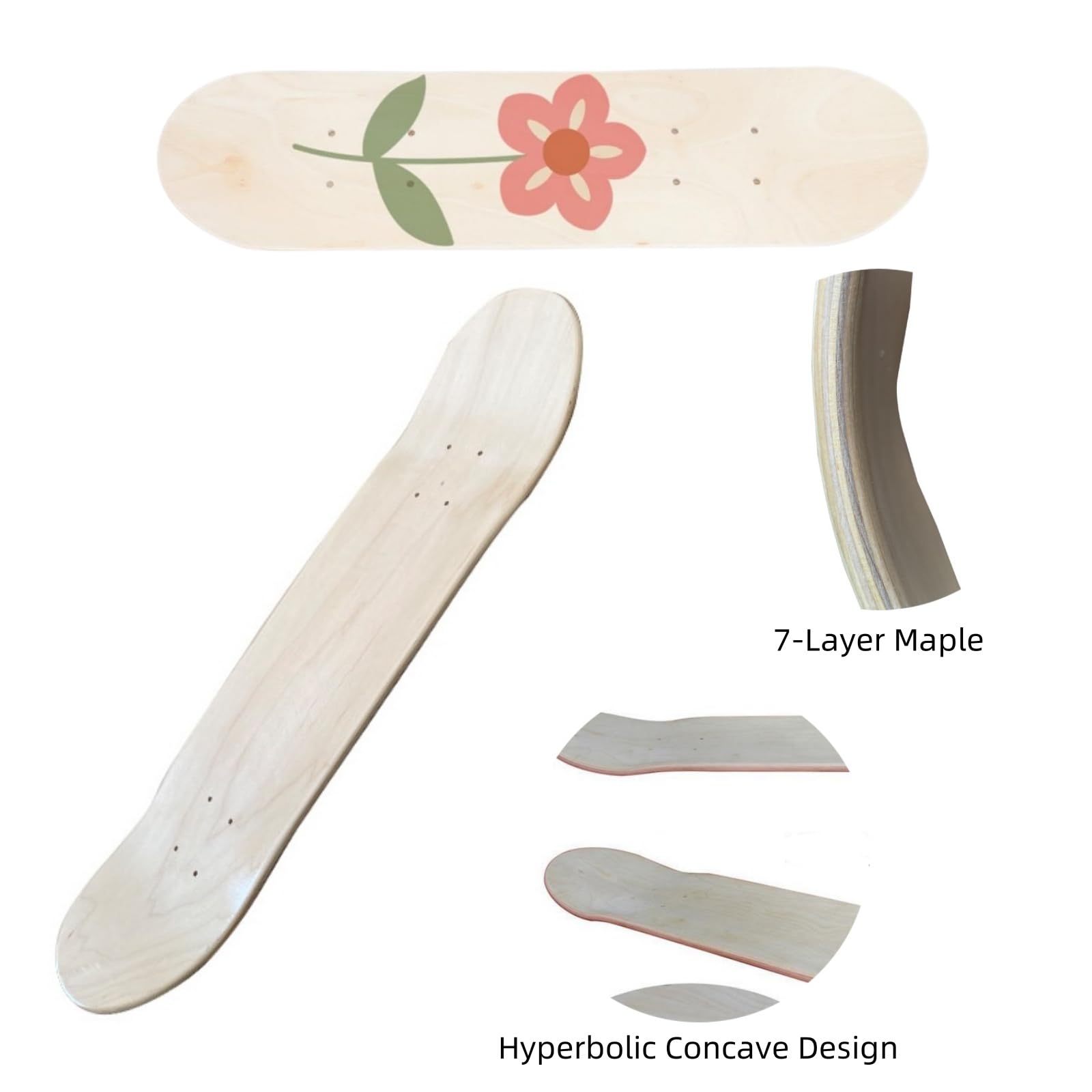 Skateboard Zwart Wit Graffiti Skateboards 79x20 cm 7 Laags Esdoorn Dubbele Kick Deck Trick Longboard Jongen Skate Board Volwassen Skateboarden Beginner Longboard Meisje Kinderen Skateboard
