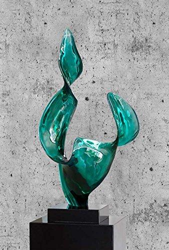 NEUERRAUM Escultura Abstracta Grande de Resina Verde Transparente Pulida. Altura: 75 cm. Hecho a Mano. Único. Apto para Interior y Exterior.