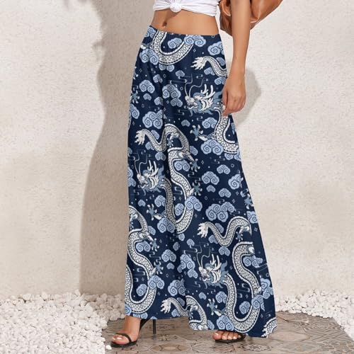 Dragon A Palazzo Pants for Women, Comfy Womens Wide Leg Baggy Pants, Casual Lounge Pants for Women2