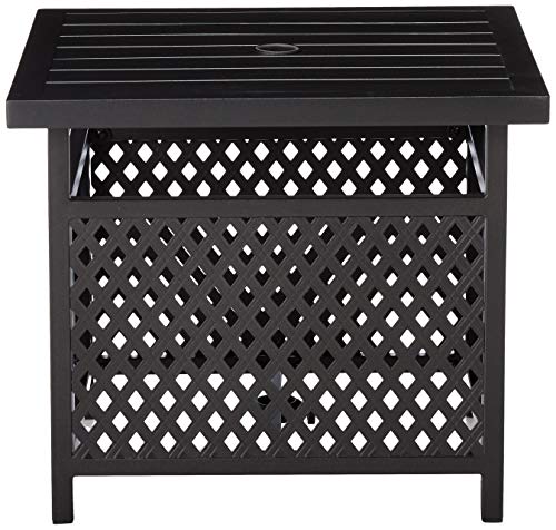 Lokatse Home Outdoor Patio Dinning Swivel Chairs Rocker Set Of 2 Metal, 2, Blue & Patio Umbrella Table Stand With Umbrella Hole, Outdoor Table Base Only Garden Table Bistro Table - Black #TOP5