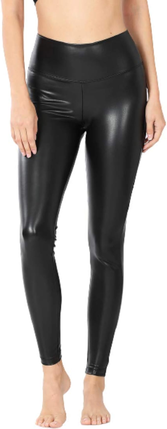 Zenana Women's Stretchy Faux Leather Leggings with Thick Waist Band (1,  Large) Black : Amazon.ca: Clothing, Shoes u0026 Accessories