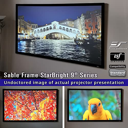 Image of Elite Screens 106-Inch ALR Projector Screen 16:9, 4K /8K UHD, 95% Ambient Light Rejection, ISF-Certified Material, Fixed Frame Wall Mounted, Sable Frame StarBright 9 Series, ER106H-SB9