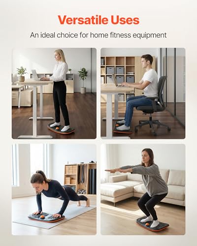 Image of VEVOR Balance Board, Wobble Board Trainer for Adults, Premium Balance Training Equipment Rocker, Compact & Lightweight for Core Workouts, Standing Desk Exercise, Home Gym, Office, Workstation, Black