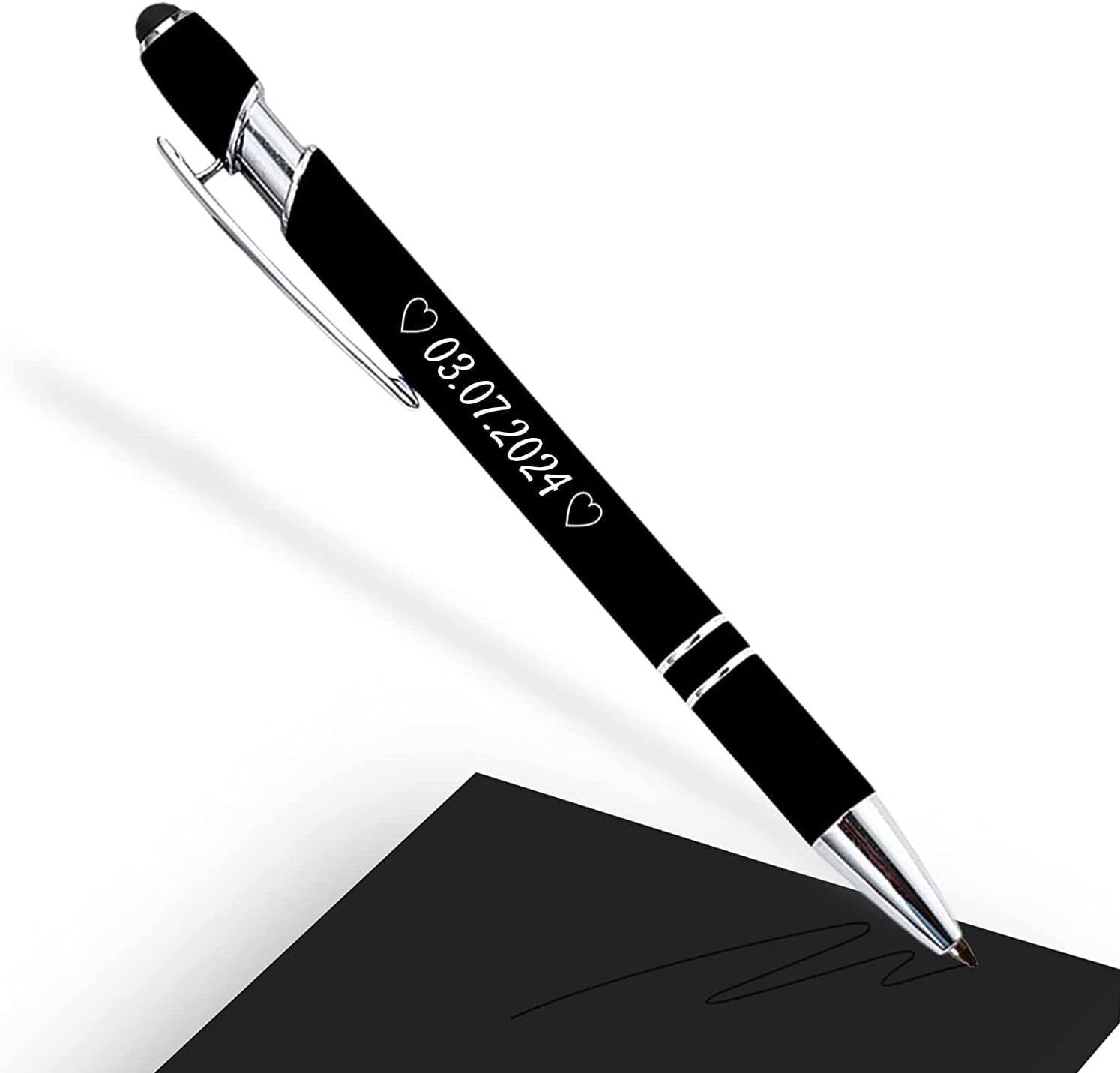 Jolis Papiers Personalisierter Kugelschreiber 2-in-1 - Mit Stylus, Gravur, Softtouch-Griff, Schwarze Tinte