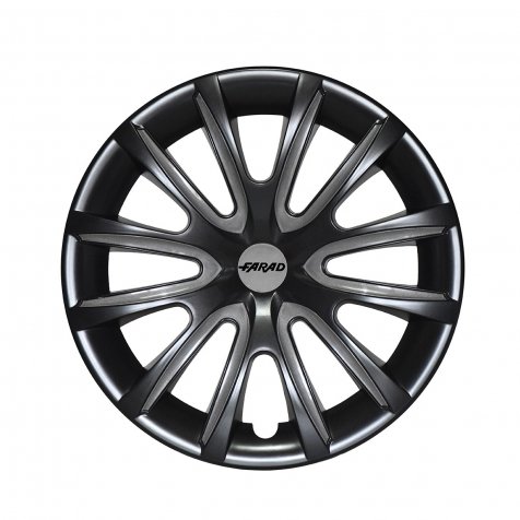 Farad – Copricerchi Universali Bicolor 15 Pollici – Set Da 4 Con Inserti Intercambiabili Neri/grigio Scuro – Made In Italy