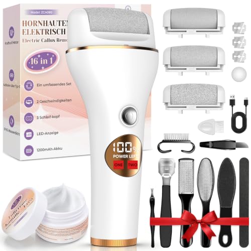 Oukzon Kit de soin complet pour les callosités électrique avec 3 rouleaux, 10 pièces, crème pour les pieds, soin complet des pieds pour enlever les callosités et les pieds secs