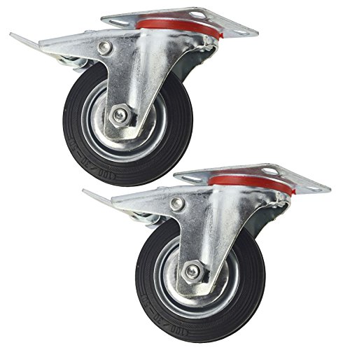 Roues pivotantes roulette chariot 100mm caoutchouc avec frein charge lourde CST05