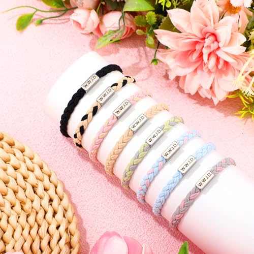 24 Pcs WWJD Bracelets Bulk What Would Jesus Do Weave Rope Christian Wristbands Adjustable Braided Religious Bracelet for Men Women Christmas Church Gifts4