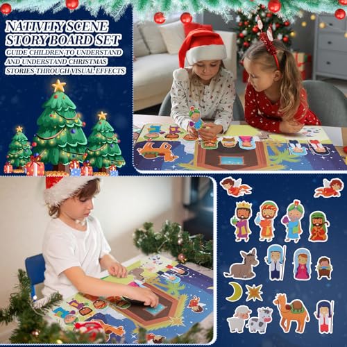 Remerry OY-REMERRY-1793 Christmas Nativity Felt Story Board Set For Toddler Nativity Baby Jesus Birth Felt Story Nativity Scene Set Christmas Craft Decoration thumb #3