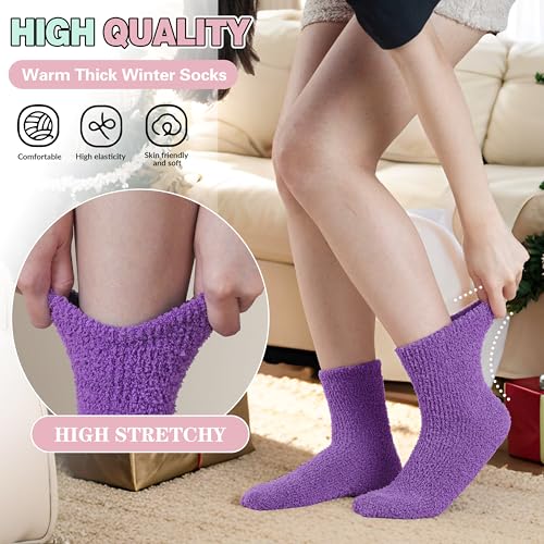 Image of Fuzzy Socks Warm Fluffy Winter Cozy Thick Plush Slipper Sleep Comfy Crew Socks for Women & Men 5 Pairs