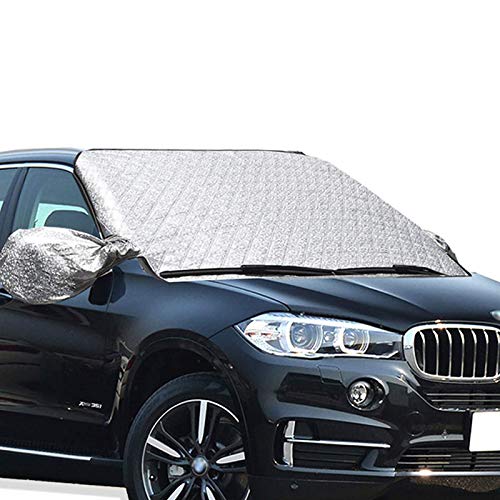Big Hippo Windshield Snow Cover with Side Mirror Cover - Thickened Car Snow Cover Windshield Frost Snow Ice Cover Sun Shade Protector Fits Most SUVs RVs Trunks (62.2"X 42.5")