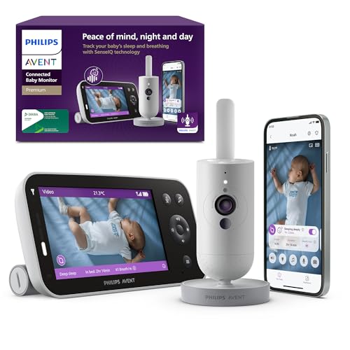 13% off - Philips AVENT Philips Premium Connected Videophone, das bisher Beste Babyphone, Schlaf- und Atmungs-Tracking mit KI, Schrei-Interpretation, DEKRA Zertifiziert privat und sicher, SCD973/26