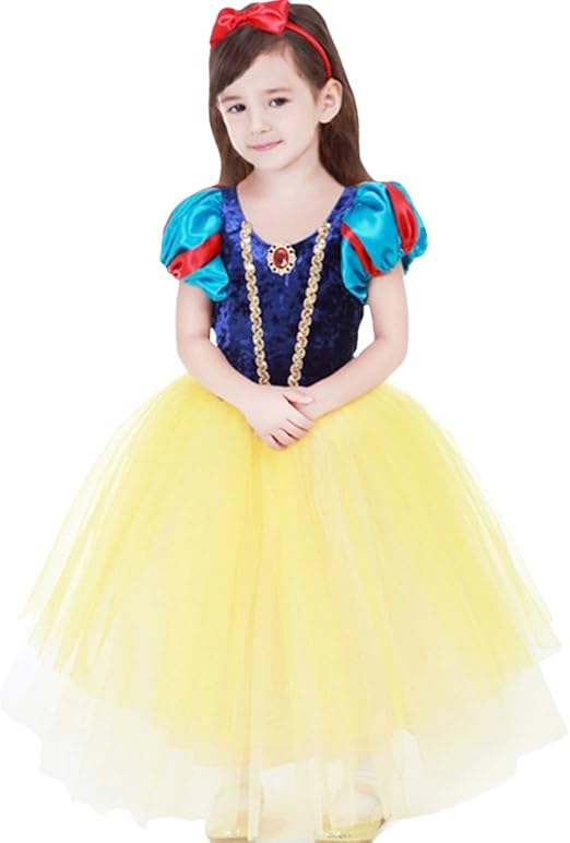 Amazon 子供用 白雪姫風 ドレス マント カチューシャ プリンセス風 ワンピース 女児 女の子 白雪姫風 ドレス 140サイズ ワンピース チュニック 通販